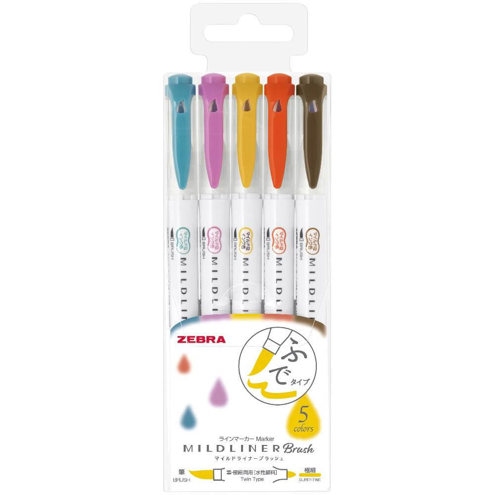 ปากกาไฮไลท์ ZEBRA MILDLINER BRUSH WFT8-5C-RC แพ็ค 5 สี